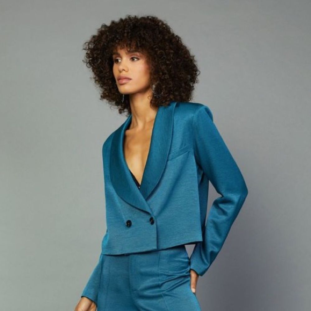 NWT Current Air Size S Cropped Double Breasted Blazer Jacket